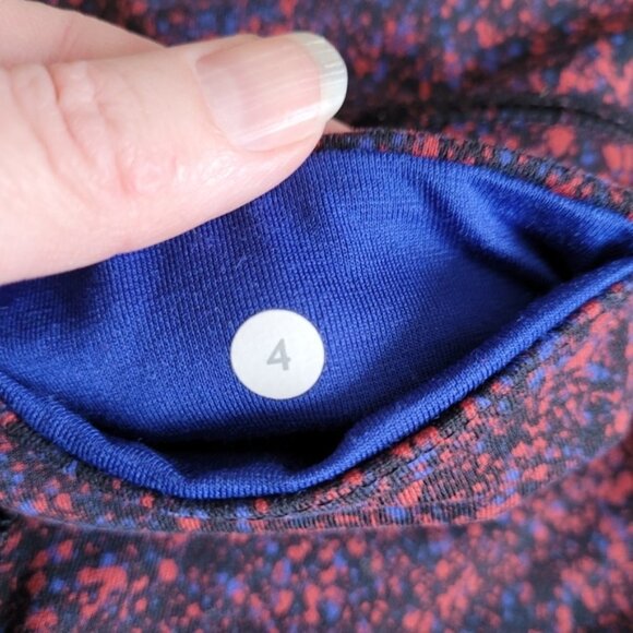 Lululemon Wunder Under Pant III Splatter Prep Red Sapphire Blue size 4 - Picture 12 of 13